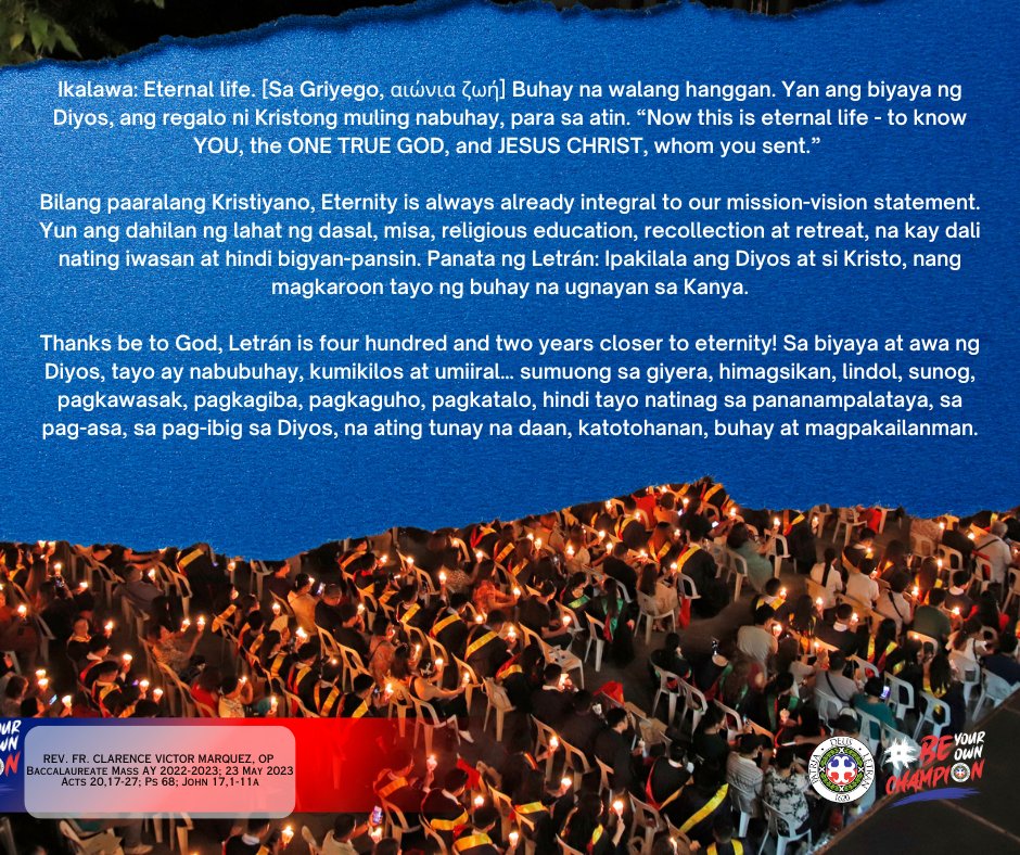 LetranOfficial's tweet image. Prepare to be moved, uplifted, and inspired!

Arriba, Class 2023!

#ArribaClass2023
#BeYourOwnChampion