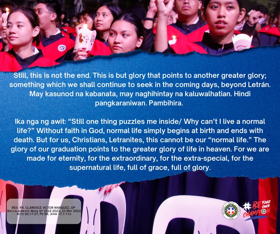 LetranOfficial's tweet image. Prepare to be moved, uplifted, and inspired!

Arriba, Class 2023!

#ArribaClass2023
#BeYourOwnChampion