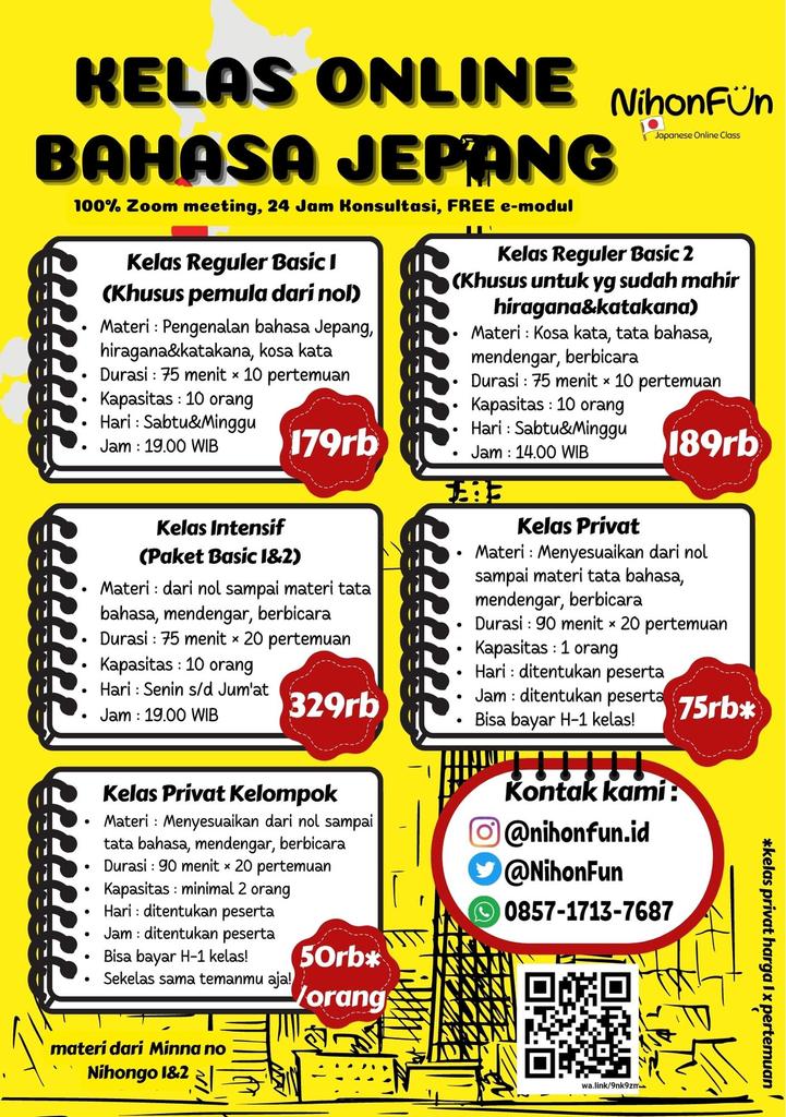 NihonFun's tweet photo. Bahasa Jepangmu cuma sampe sukoshi sukoshi dame/yamet kudasi? Jiaaakkhh! 😂 Mending langsung ikut kelas online bareng Nihonfun aja deh! Mulai 17ribuan/pertemuan aja! Kelas mulai 10 Juni 😉

#kursusbahasajepang #kursusonlinebahasajepang #lesbahasajepang #nihongo #Jepang #japanese https://t.co/Hutxeqq8MA
