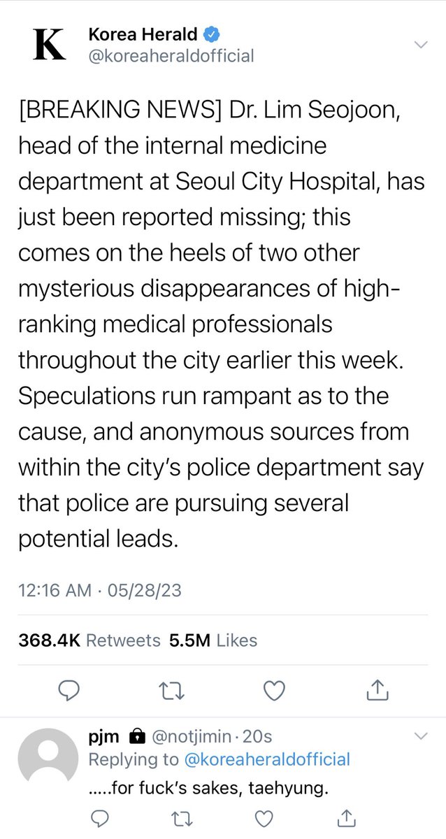 astralsvk's tweet photo. #taekookau where Kim Taehyung is the living nightmare that haunts Seoul as he rules over its criminal underbelly, as well as Dr. Kim-Jeon’s husband.

When Jungkook falls sick, Taehyung is prepared to do anything in his power to fix it, the only way he knows how.

At gunpoint. https://t.co/8jc7W90Idw