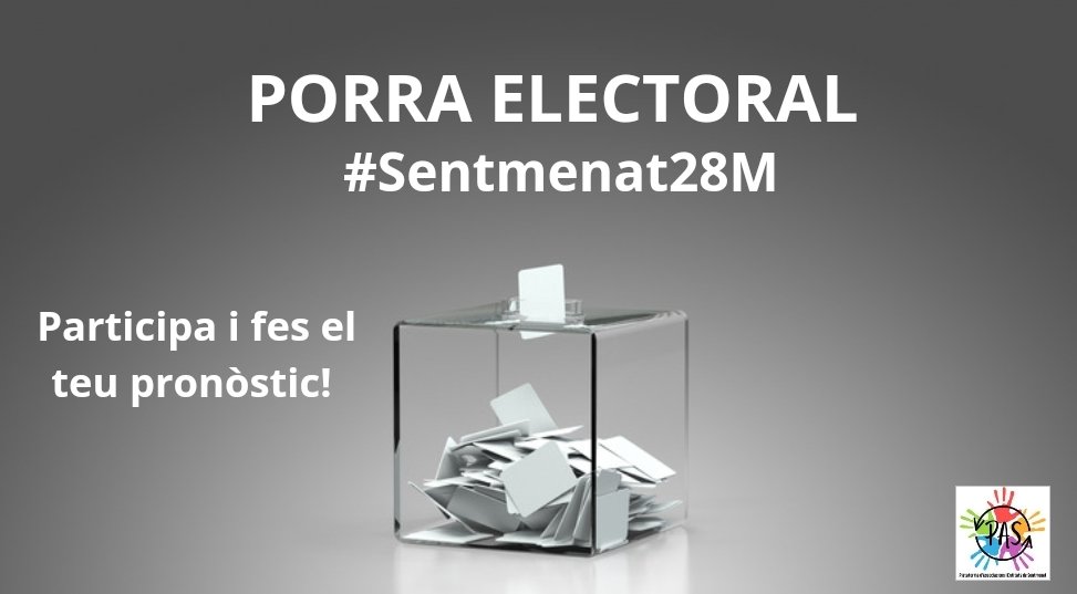 PlatSentmenat's tweet photo. 🗳️ Bona jornada #28M a tothom! Encara podeu participar a la porra electoral #Sentmenat28M.
🤔 Qui serà el pròxim alcalde o alcaldessa? Participa i fes el teu pronòstic! I dimarts 30, tertúlia postelectoral al bar Xtenso. T'apuntes?
📲 Aquí pots votar 👉 https://t.co/geTqtqJdHt https://t.co/I1DI2D3qmh