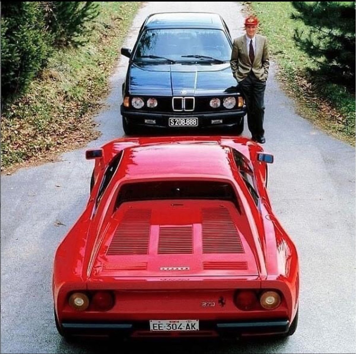 #flashbackferrarifriday #3time #formula1 #worldchampion #nikilauda with his #companycar #provided by #bmw #745i #e23 #7series and his #ferrari288gto still with #customplates #luxury #supercar #supercars #luxurycars #80s #80sstyle #beyondcoolmag #motion #travel #urban #life