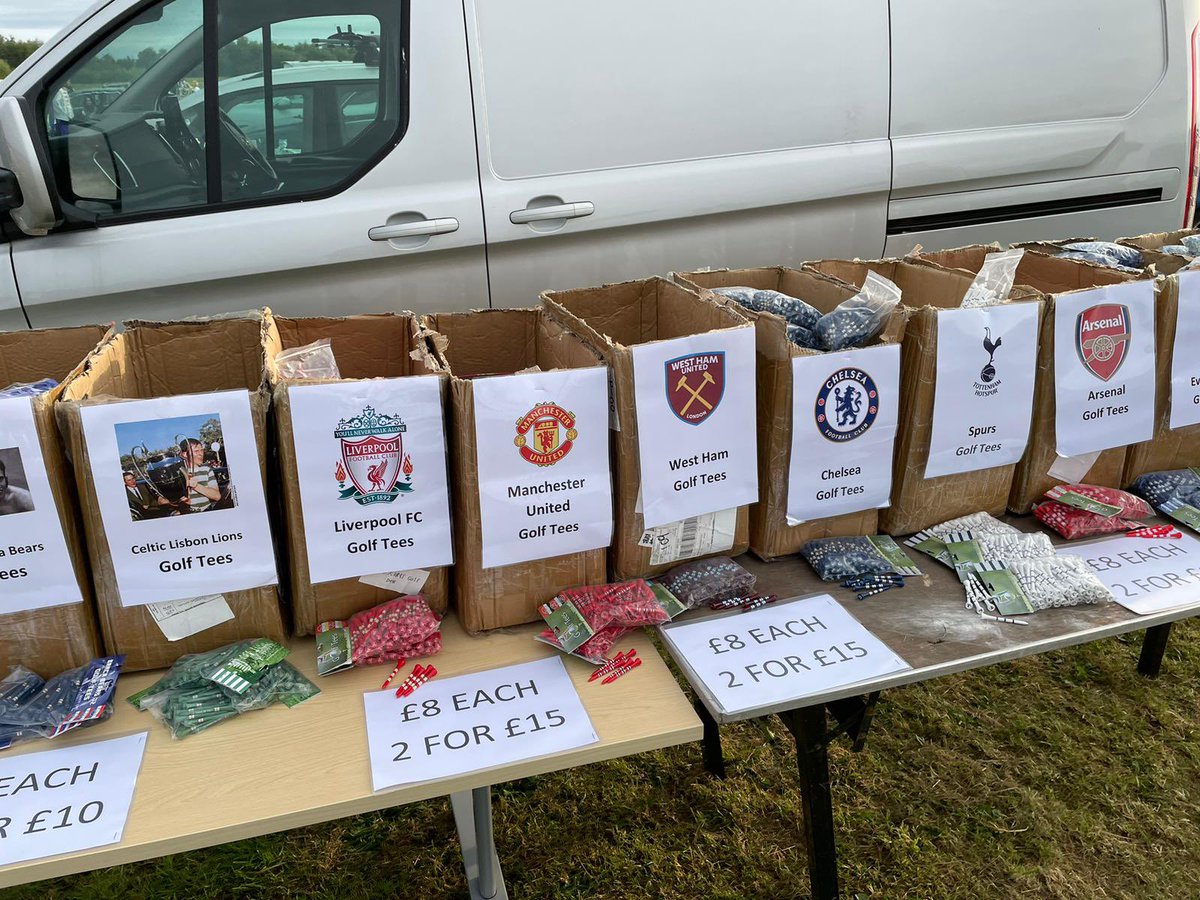 UnionJackTees's tweet photo. WE ARE ALL SET UP!! 

If you are near MANCHESTER, come to the National Car Boot Sales, we have our FULL range of Golf Tees ⛳️🏌️‍♂️

We have our 2 lovely Scottish John &amp; Nathan waiting to give you the Scottish charm 🏴󠁧󠁢󠁳󠁣󠁴󠁿 

#manchester #carbootsale #golftees #football https://t.co/ClGK9r4Nrf