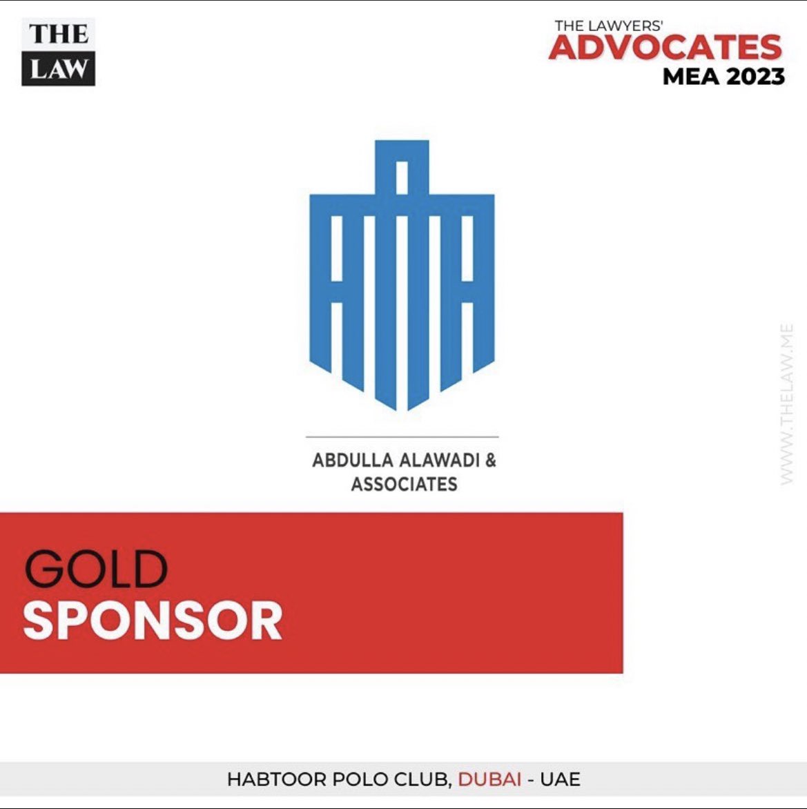 We are delighted to announce that Abdulla Al Awadi & Associates 
(Abdulla Alawadi Advocates and Legal Consultants LLC) (abdullaalawadi.com) will be joining us as a Gold Sponsor at our upcoming event, 'The Lawyers' Advocates MEA 2023.'