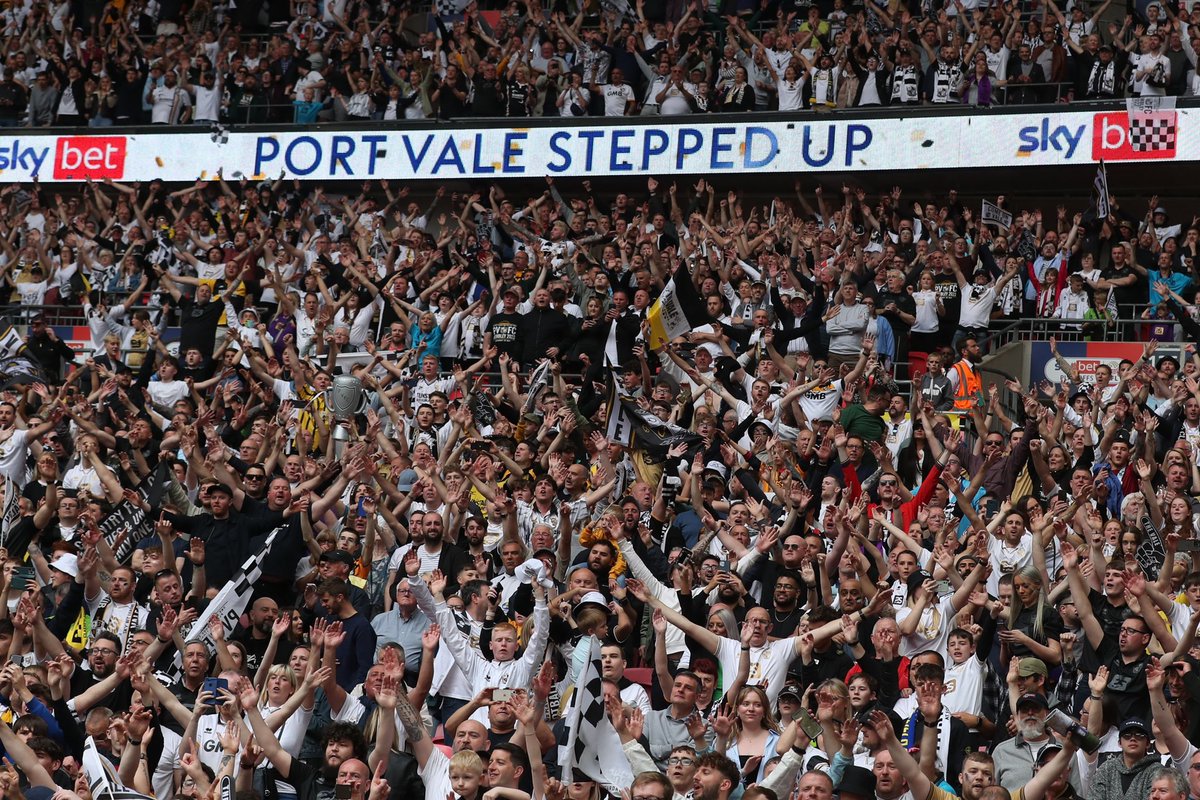 OfficialPVFC's tweet photo. 📆 One year ago today… 

Port Vale 3-0 Mansfield Town 
Sky Bet League Two Play-Off Final 
Wembley Stadium

Share with us your favourite pictures and video of the day ⤵️ https://t.co/Eh3tovV7Vs