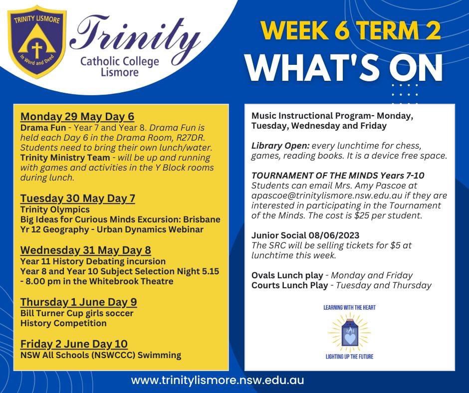 Week 6 Term 2. There are so many opportunities for students to get involved. #trinitylismore #inwordanddeed #experiencethetrinitydifference