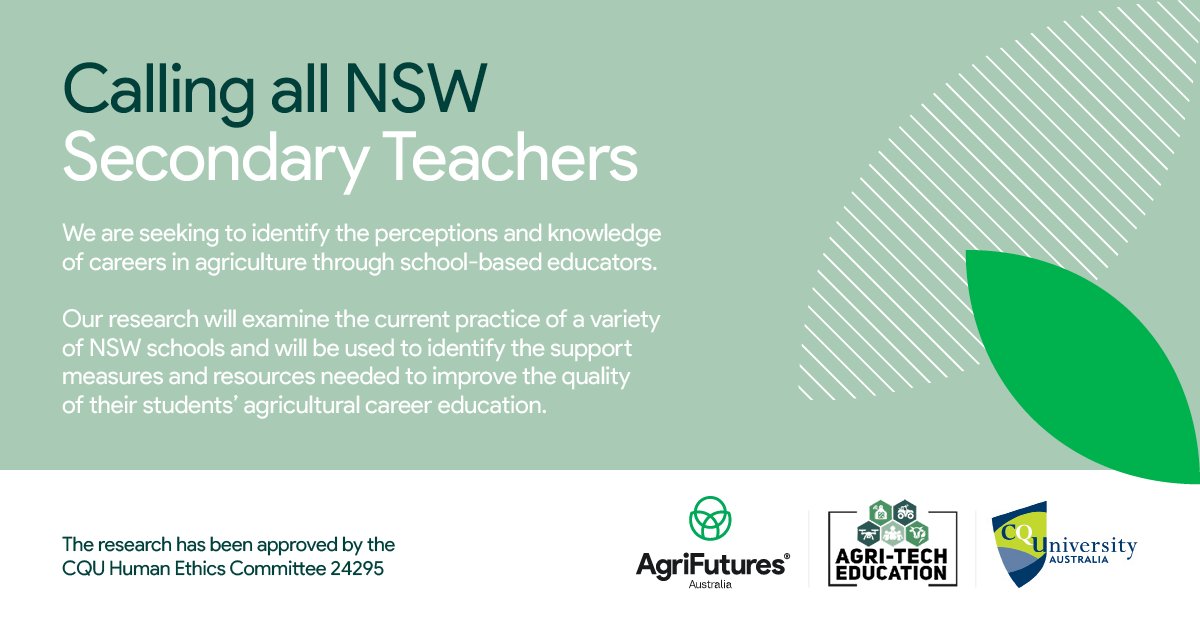 🌱👩‍🏫 Attention #educators! Your expertise can make a difference in shaping the agricultural workforce - take our Workforce Advisory Survey, produced with help from @cqu and <a href="/EducationAgri/">Agri-tech Education and Innovation</a>. Let's unlock the potential of future generations in agriculture 👉 bit.ly/3IFWyqu