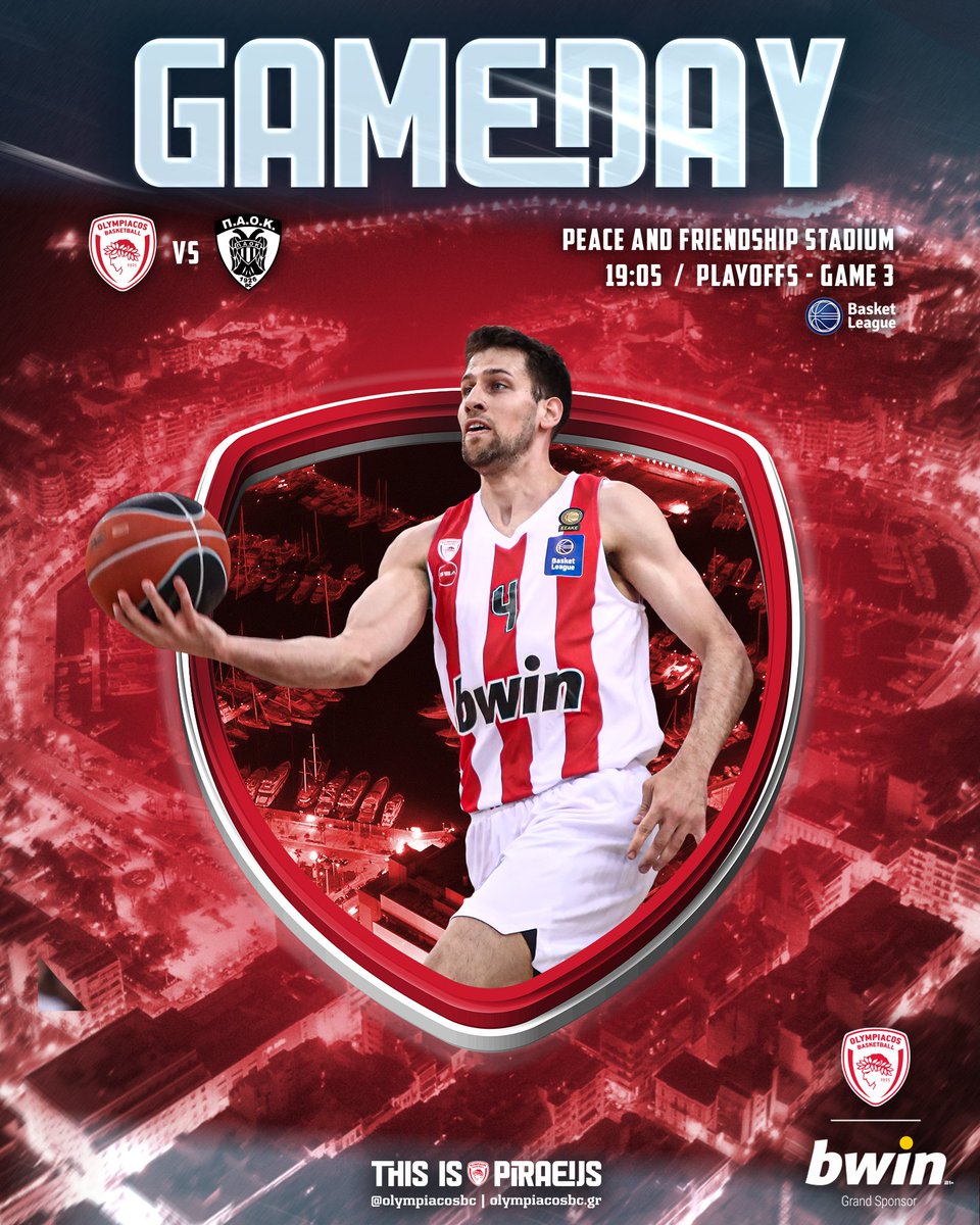 Gameday!

🏀 #ΟlympiacosBC 🆚 PAOK mateco
🏆 #BasketLeague, Playoffs / Semifinals - Game 3
🕔 19:05
📍 Peace and Friendship Stadium
🎫 shorturl.at/hrBG3
📺 ERT3

#TogetherWeFight #WeAreOlympiacos #olybwin