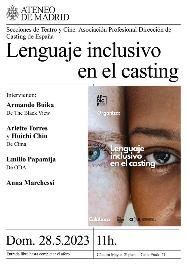 📣Hoy⌚11h, @ateneodemadrid “LENGUAJE INCLUSIVO EN EL CASTING”🏳️‍🌈 C/Prado 21 🚇Metro: Sol - Banco de España (Linea 2) 🎟️ LIBRE HASTA COMPLETAR AFORO. ¡Enhorabuena @Apdice_es por esta maravillosa iniciativa que nos encanta! ¿Sabes usar el lenguaje inclusivo?⬇️abrimos🧵