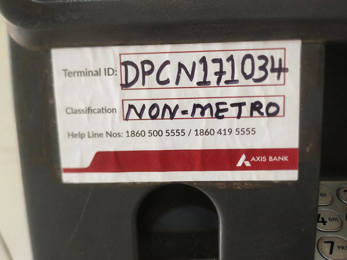 मैंने आज (२८/०५/२०२३ )एक्सिस ए.टी.एम.आईडी नं:DPCN171034 : लोकेशन:NON METRO मैं ₹1000 विड्रोल का ट्रांजैक्शन किया लेकिन इस एटीएम से मुझे ₹1000 नहीं मिले फिर भी मेरे अकाउंट से रु1000 विड्रोल दिखा रहा है,पता नहीं मेरे रुपए आएंगे या नहीं?
<a href="/KotakBankLtd/">Kotak Mahindra Bank</a>
<a href="/AxisBankSupport/">Axis Bank Support</a> 
<a href="/AxisBank/">Axis Bank</a>
