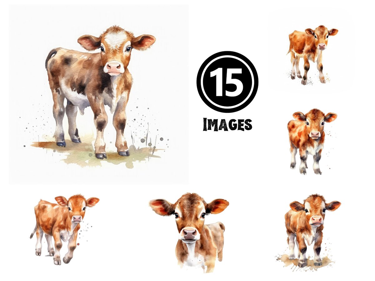 Baby Cow JPG, Watercolor Cow Baby Clipart, Cute Baby Animals Print, Farm Animals JPG, Nursery Wall Art, Digital Art etsy.me/43zyde9 #collage #animal #babycowjpg #watercolorcow #cowbaby #cutebabycow #nurserywallart #watercolorclipart #cowclipart