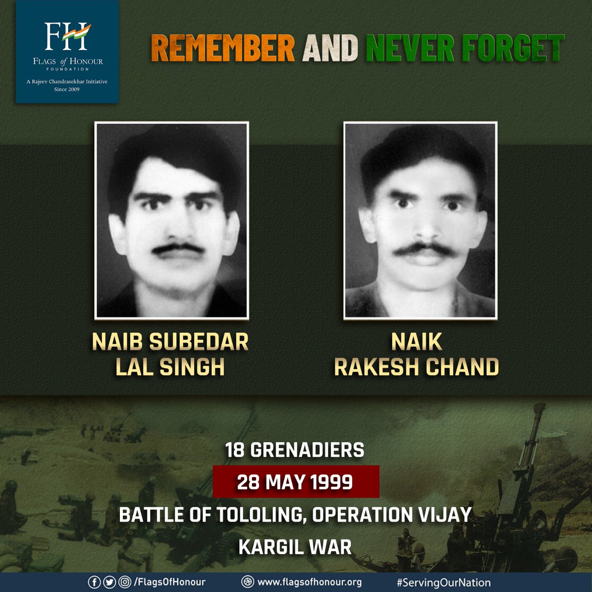 #OnThisDay Nb Sub Lal Singh and Nk Rakesh Chand made the supreme sacrifice in the Battle of Tololing, during Operation Vijay, #KargilWar 1999. 

#RememberAndNeverForget their supreme sacrifice #ServingOurNation