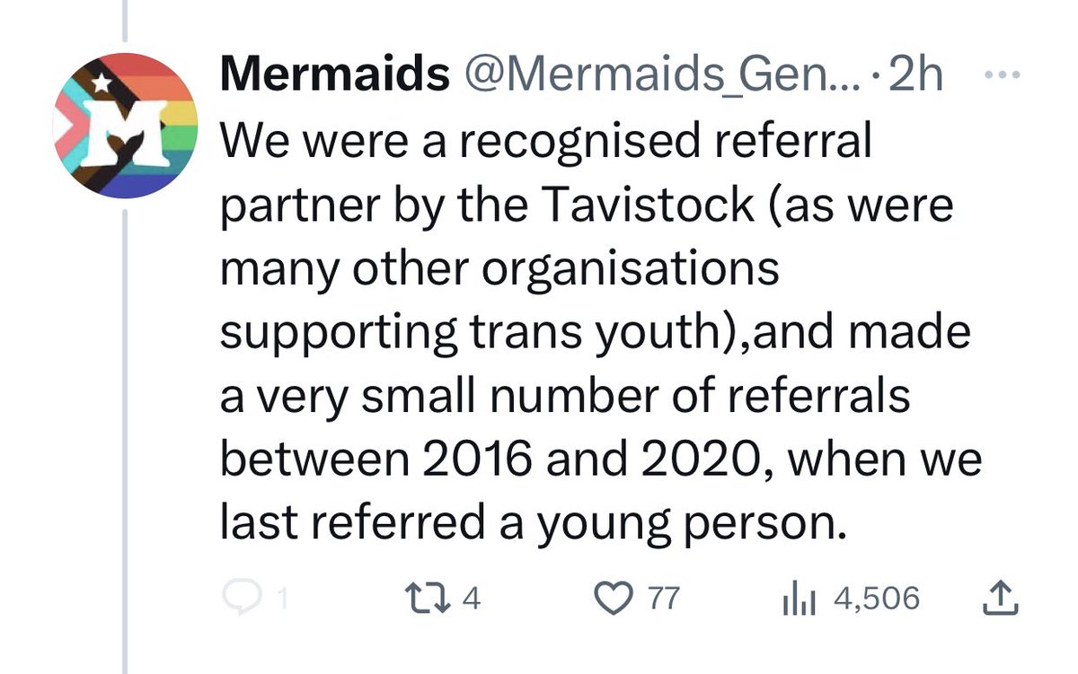 Every other organisation needs to be named and investigated. The fact that the Tavistock allowed lobby groups to bypass GPs and proper medical protocol to fast track children onto puberty blockers and lead them towards cross sex hormones and surgery is utterly appalling
