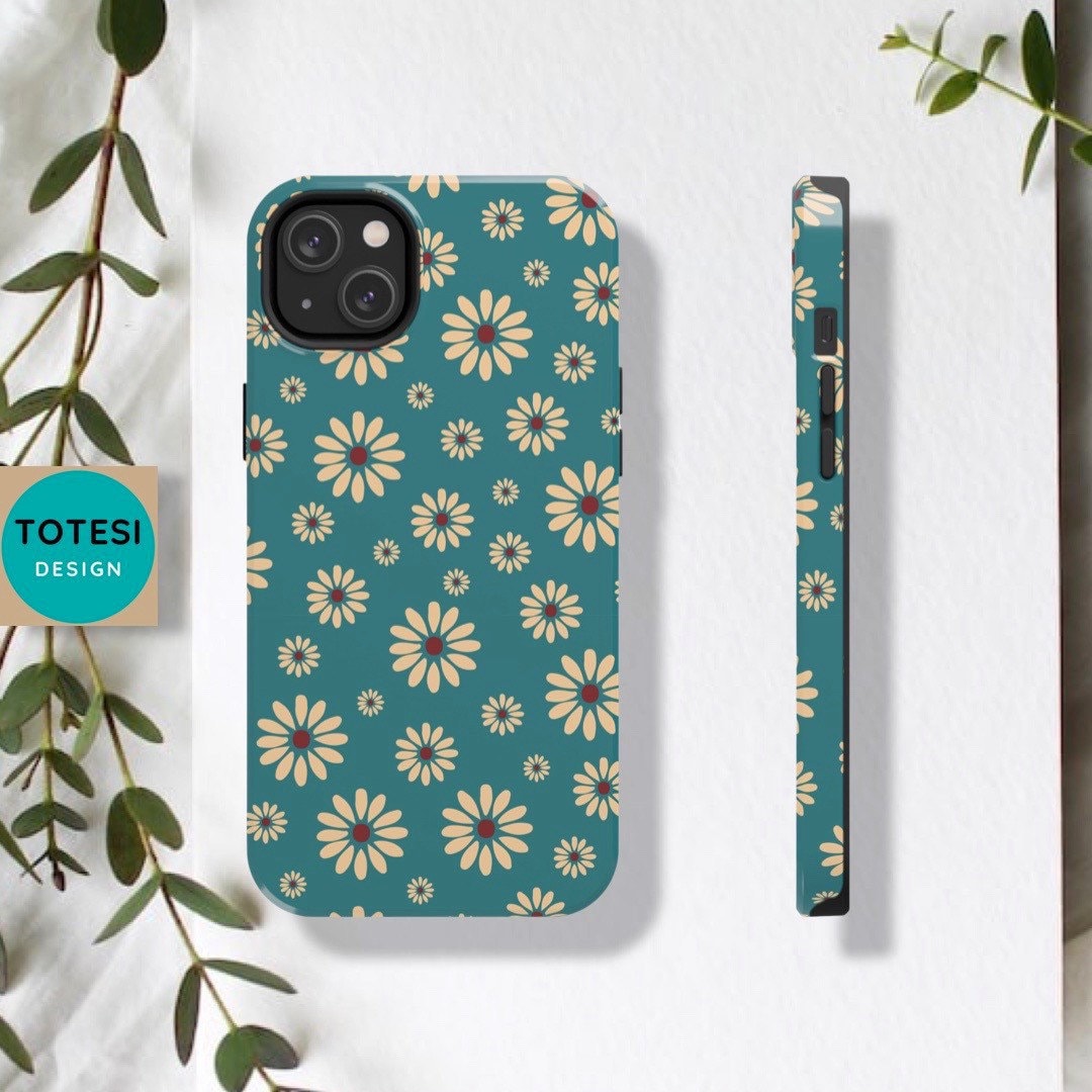Totesi3's tweet image. Turquoise Beige Vintage Daisies  - iPhone tough case - Cottagecore, Spring floral aesthetic - iPhone case 11, 12, 13, 14, Pro, Pro Max, tuppu.net/c1a4b491 #etsyfinds #iPhonecases #Iphone12Case