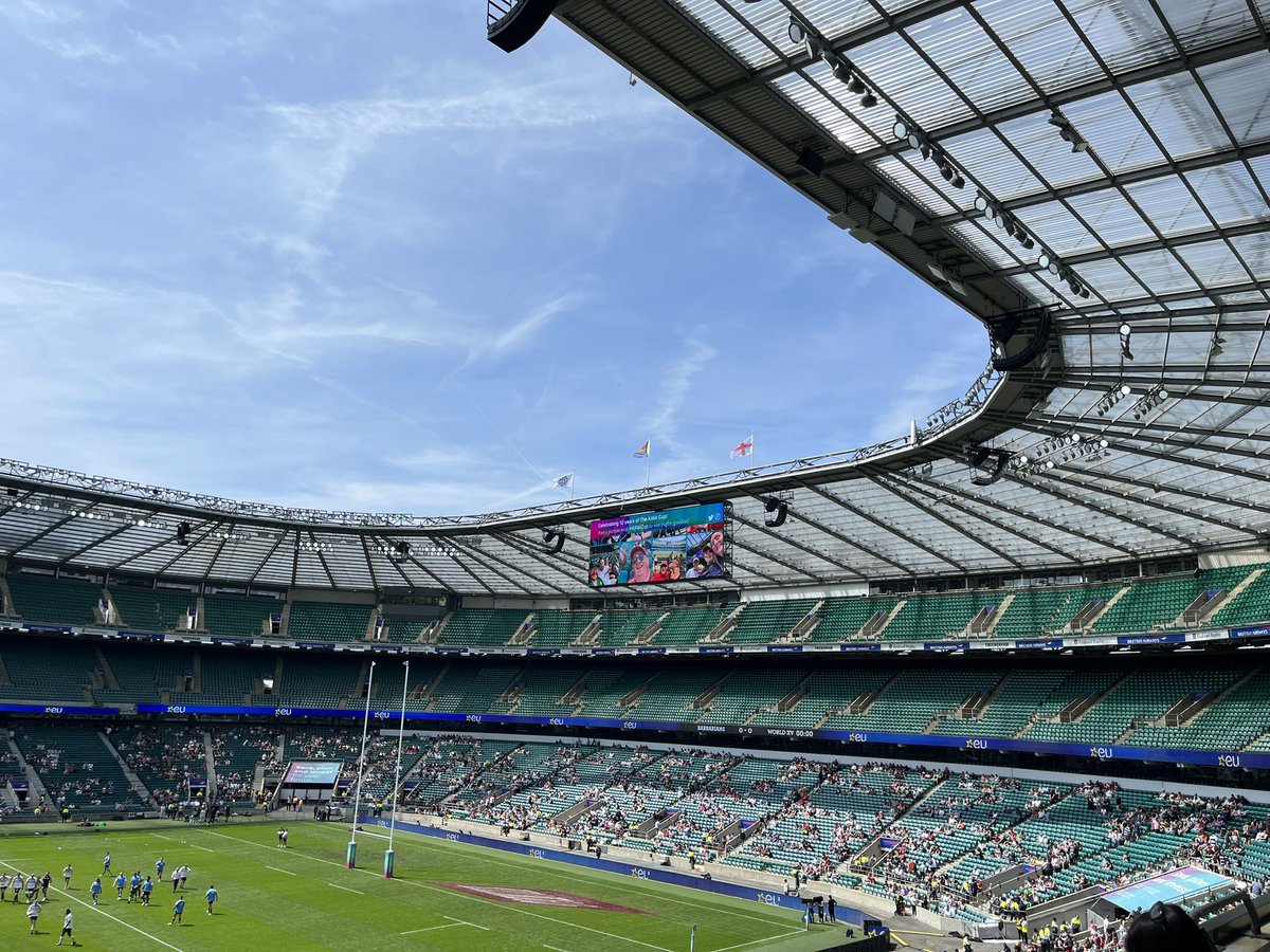 The rainbow flag proudly flies above Twickenham with a certain Israel Folau warming up below