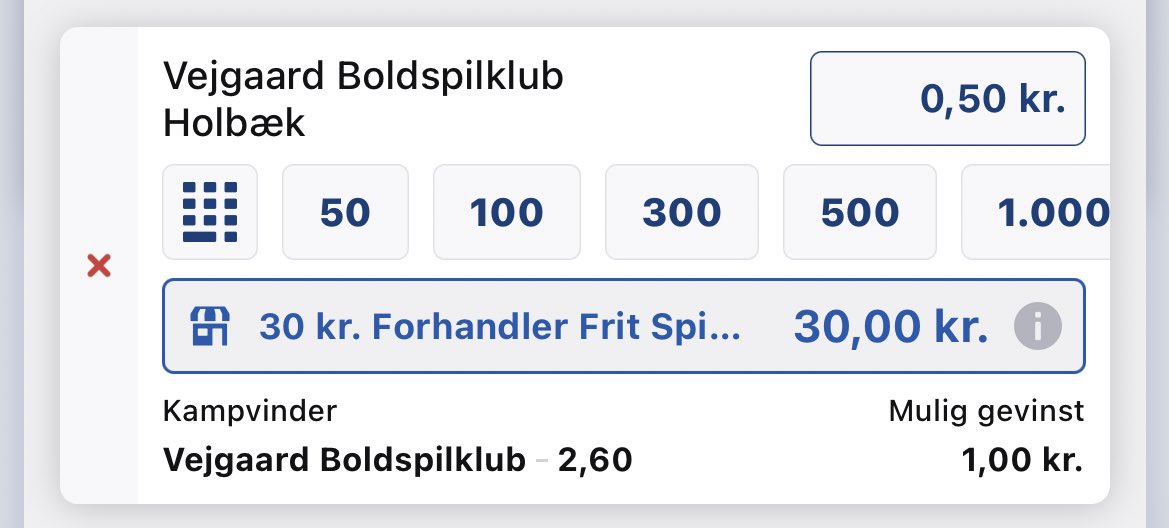 ⚽️Vejgaard - Holbæk
🇩🇰Danmarksserien

Vejgaard 1x2 0.5/3u @ 2.6