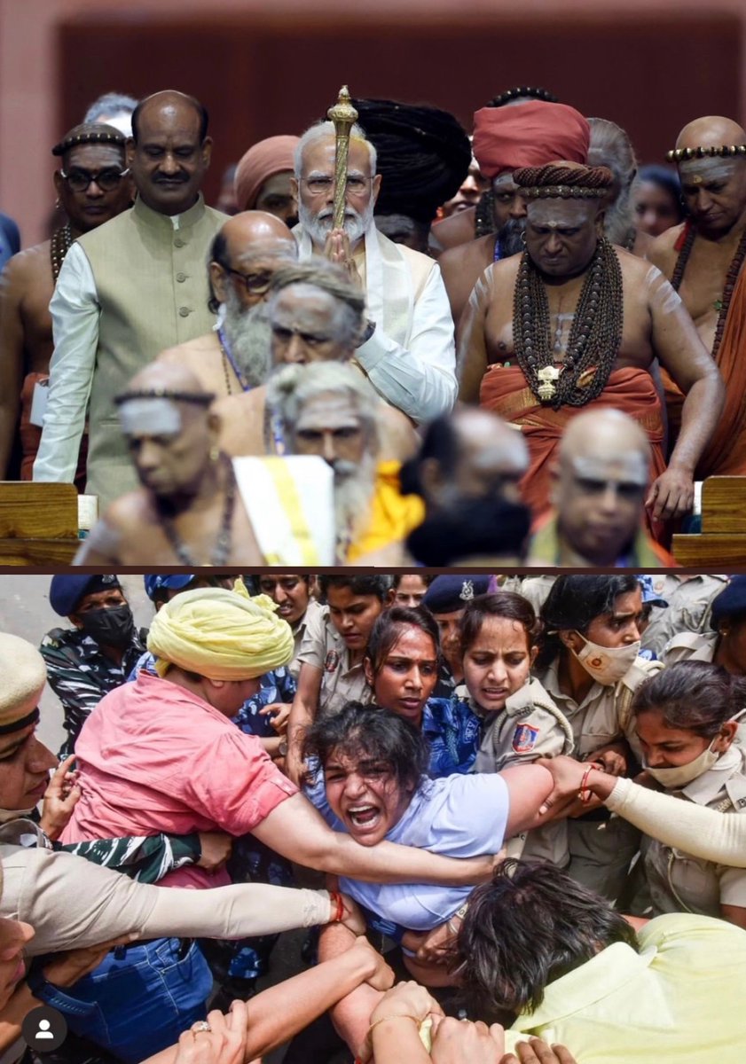 tanyahanspal's tweet photo. 2 Indias. 

#NewParliamentInauguration  #WrestlerProtest https://t.co/52P1r3v3WO