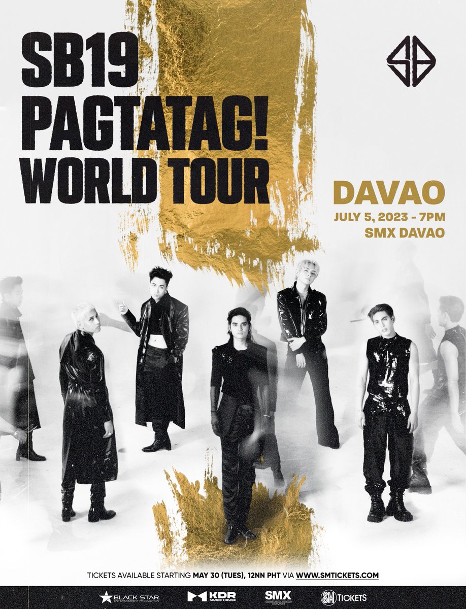 ⚠️ PAGTATAG! World Tour: DAVAO
📢 Tickets available starting MAY 30 (TUES), 12NN via smtickets.com 

#SB19 #PAGTATAG #SB19PAGTATAG #PAGTATAGWorldTour #PAGTATAGWorldTourDavao