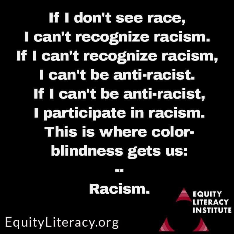 While well intentioned, color blindness leaves people w/o the language to discuss race &amp; examine their own bias. Color blindness relies on the concept that race-based differences don't matter, &amp; ignores the realities of systemic racism. #SystemicRacism #DEI #Inclusion #Belonging