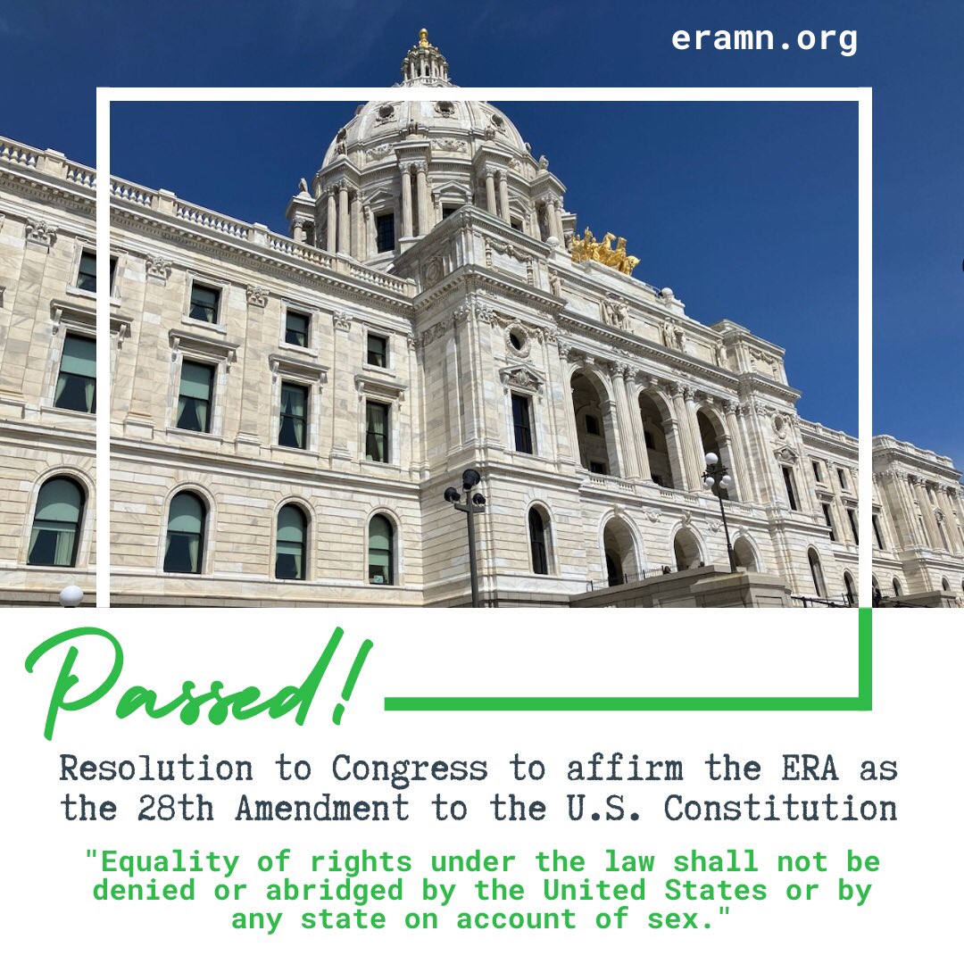 1. The #Minnesota legislature passed & @GovTimWalz signed HF197 #ERA Resolution to Congress to enact the #28thAmendment to the US Constitution - #EqualRightsAmendment

2. The #MN State #ERA Ballot Initiative SF37 has been laid over till 2nd 1/2 of the biennium in Feb. 2024 #mnleg