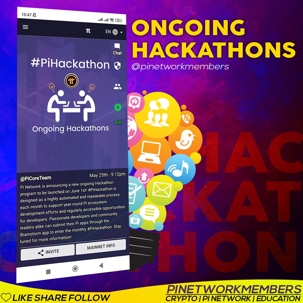 🔉 Pi Network is announcing a new ongoing Hackathon program to be launched on June 1st. 

#pi #pinetwork #picoin #pihackathon #piconsensus