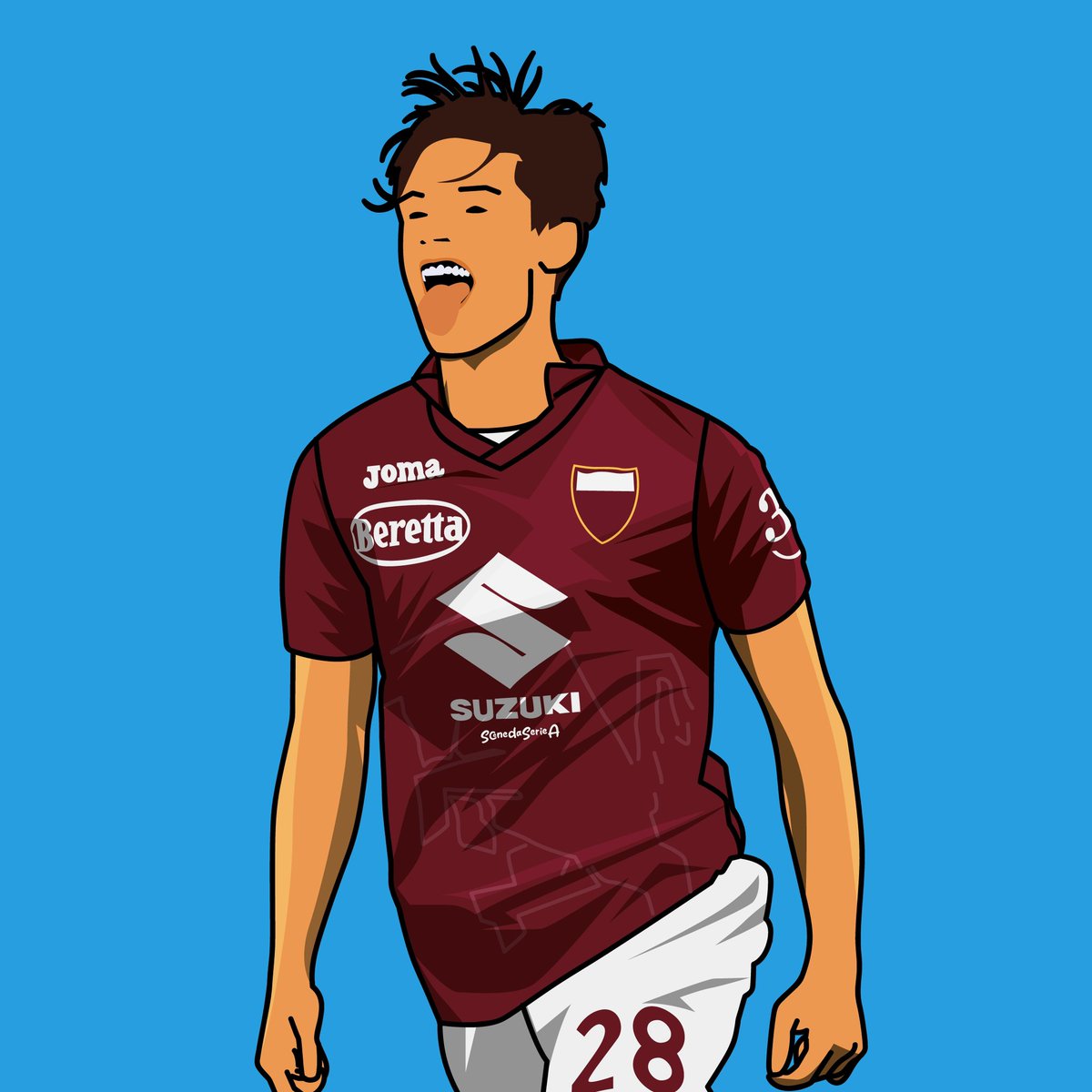Buona domenica a tutti quelli che possono ammirare questo giocatore con la maglia della propria squadra 🐂

🎨 @ScenedaserieaA x @Toro_News 

#Ricci 
#TorinoFC