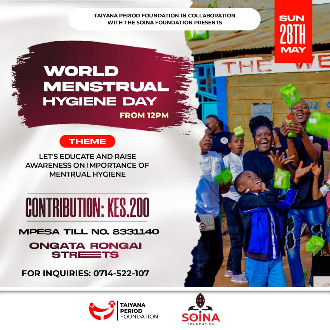 Our foundation, @TheSoinaFdn , is marking #MenstrualHygieneDay in different locations in Kenya🇰🇪 (Siaya, Oloitoktok and Ongata Rongai) and Tanzania 🇹🇿(Jangwani Secondary school) #MenstrualHygiene