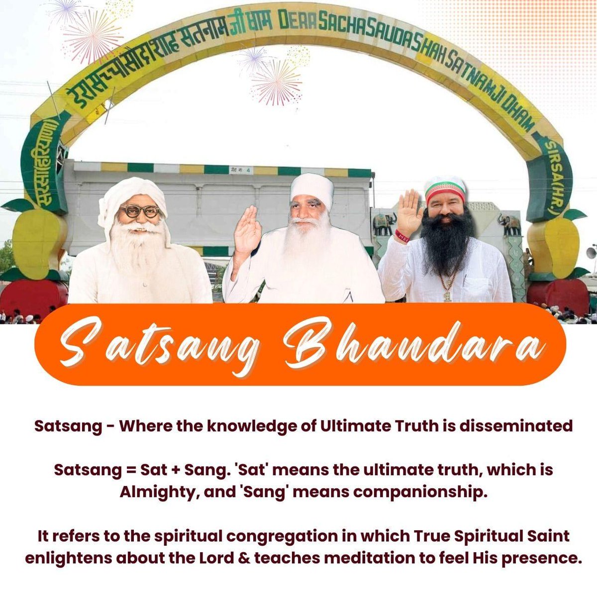 Today'sBhandara celebration at DSS was  grand event where lacs of people gathered to remember first Satsang that was held in May 1948.atmosphere was filled with devotion and reflected teachings of Mastana ji and current leader SaintMSG.#SoulfulSatsang 
Dera Sacha Sauda
SaintMSG