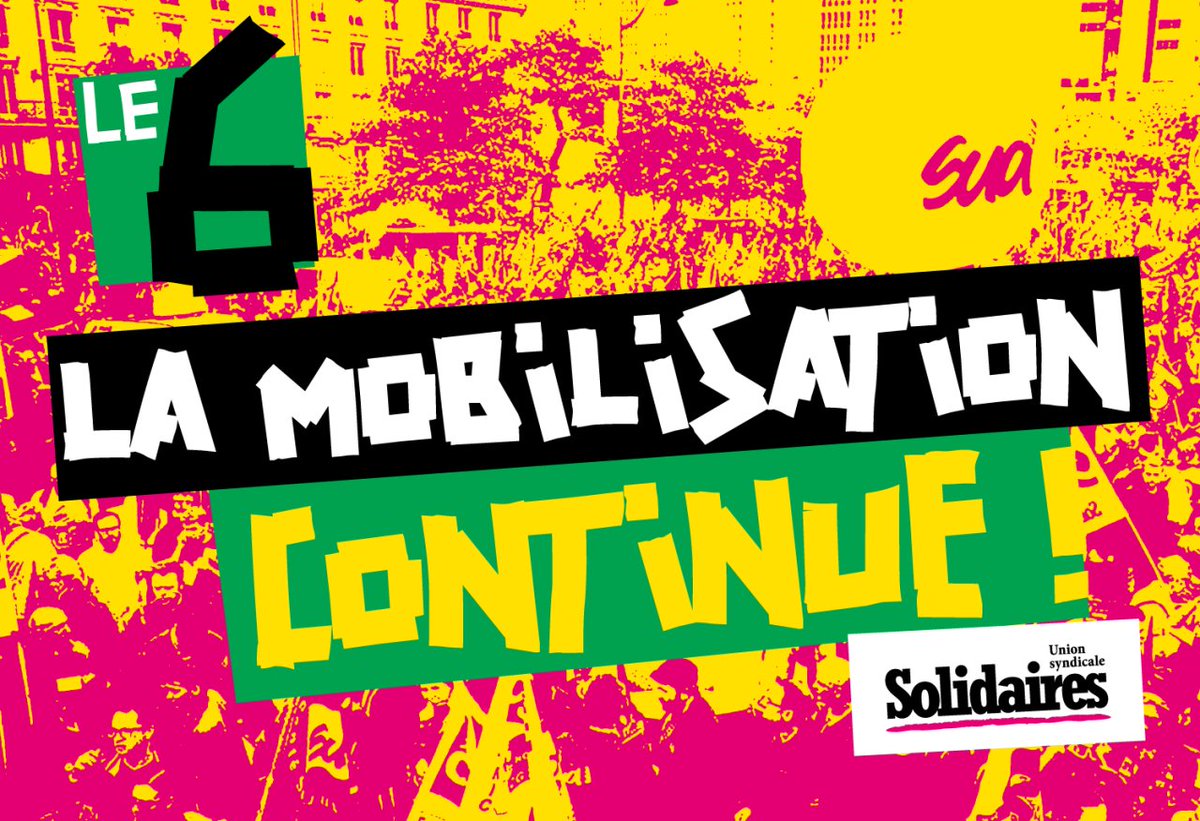SNJ_national's tweet image. ⤴️ ➖️ 9️⃣ 

Pour nos SALAIRES et nos RETRAITES, tous dans la rue le mardi 6 juin avec @UnionSolidaires ! ✊️✊️✊️ 

#StopRetraiteMacron 👊 
🥁🥁🥁💥💥💥