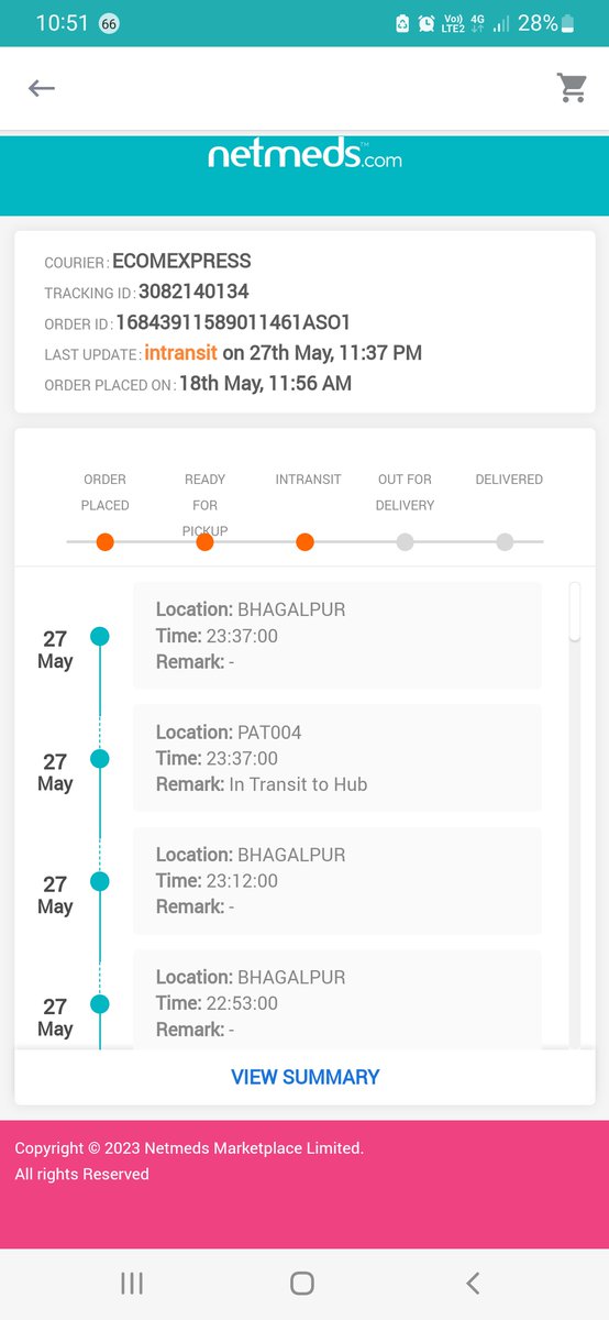 @NetMeds medicine ordered on 18th May.
Couldn't receive order till date.
@EcomExpress_Ofc is spoiling your image.
Sending parcel from one hub to another and again back to previous hub from last 10 days