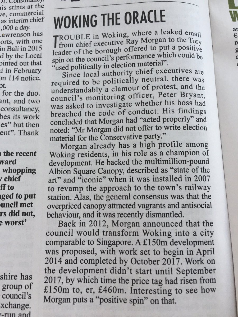 Private Eye was on to the Woking council, and its leader Ray Morgan, back in 2018.