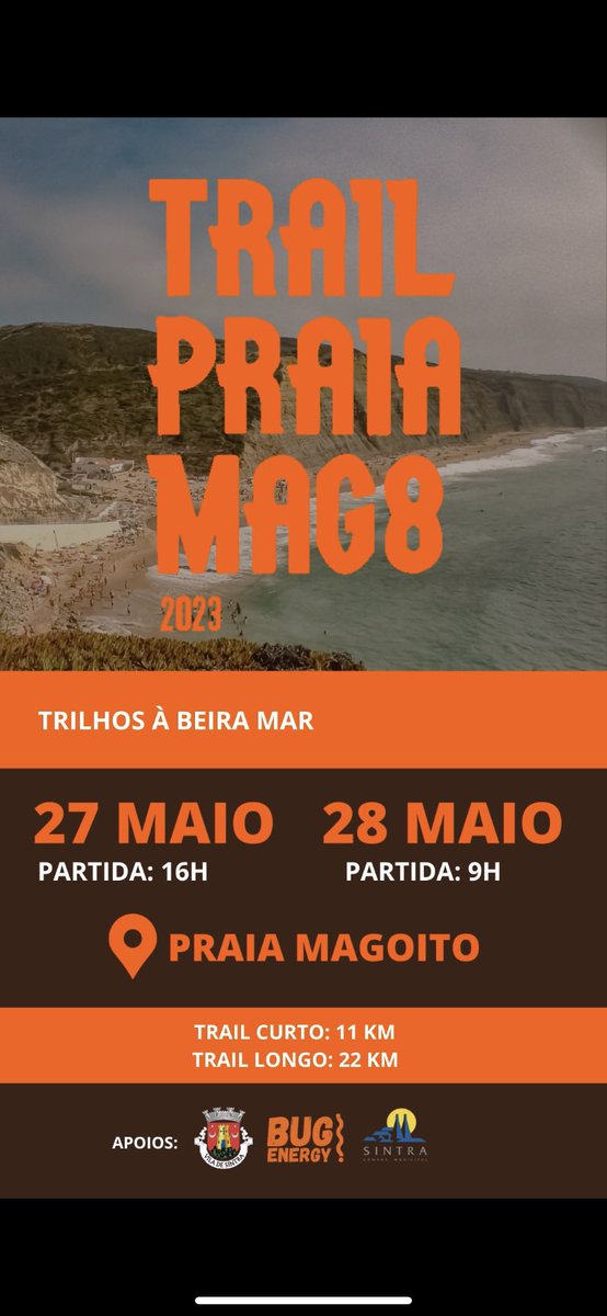 A Bug Energy vai estar presente no Trail Praia Mag8 2023!! 🤩 Este evento decorre nos dias 27 e 28 de maio, na praia do Magoito. Podemos contar contigo? 👀👀
#quemnaoarriscanaopetisca
#fazpartedamudança