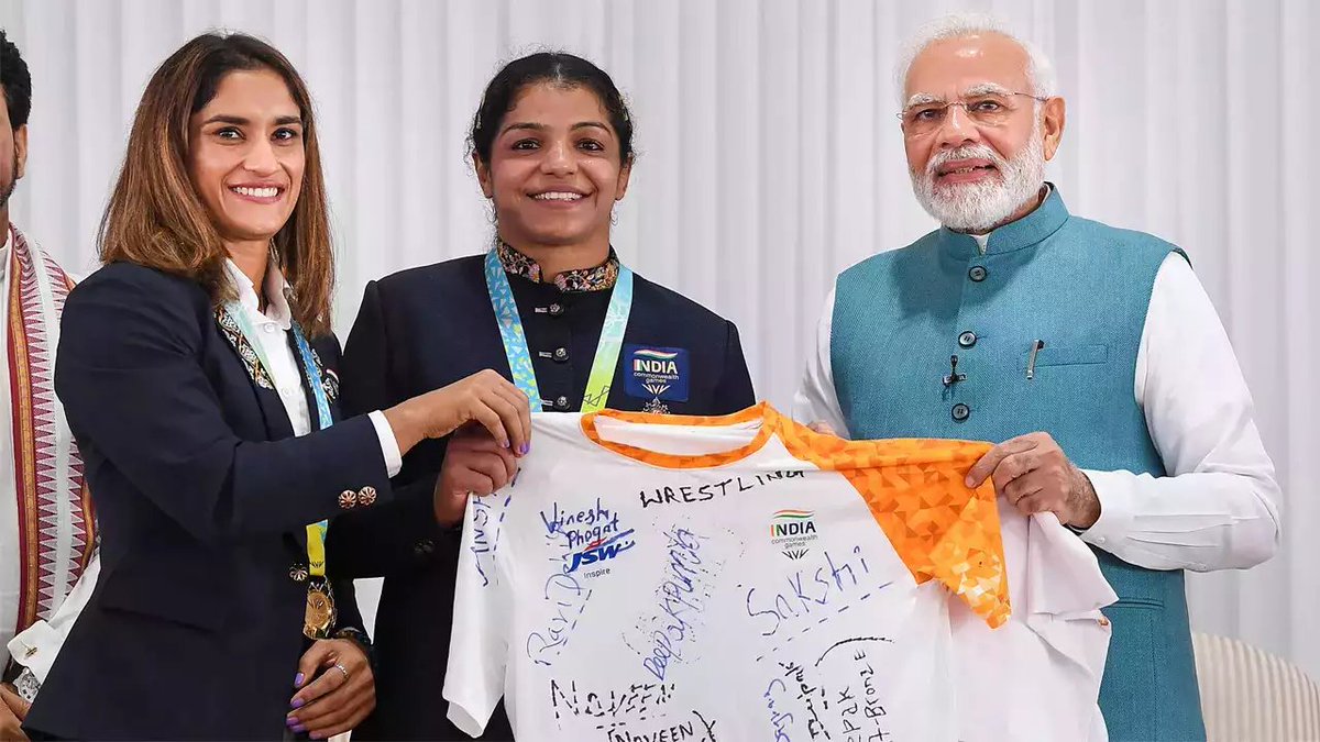 prempanicker's tweet image. In case you need reminding, these are the wrestlers now being dragged through the streets by Amit Shah&apos;s stormtroopers.