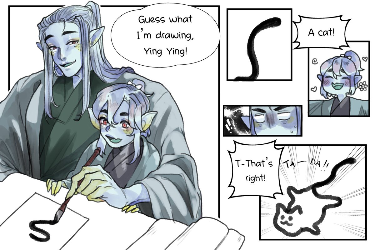 [OC] I forgot to post this but I did this a while ago. It’s baby Xiuying and his brother, who never wants his brother to be sad. Of course he’s right! It’s a cat! Definitely a cat!