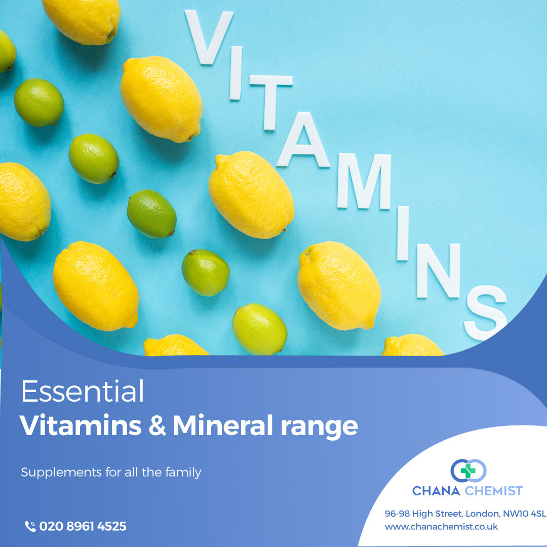 We stock a fantastic range of vitamins and minerals at our pharmacy for all ages. Speak to a member of staff to find the right supplements for you.

#Vitamins #minerals #supplements #health #wellbeing #immune #boost #multivitamins #healthfoods #pharmacy #ChanaChemist  #Chemist