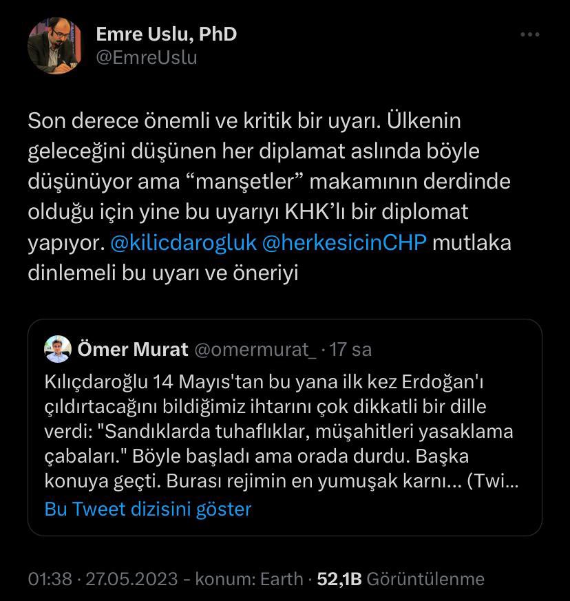Kılıçdaroğlu ve CHP’ye aklı FETÖ veriyor 

Şimdiden seçimlere dair “tuhaflık” açıklamları yapıp, Başkan Erdoğan’ın zaferine gölge düşürmeye çalışabilirler 

Bu yüzden sandığa gidip irademize çıkmamız ve sandığa sahip çıkmamız çok oyun bozacak