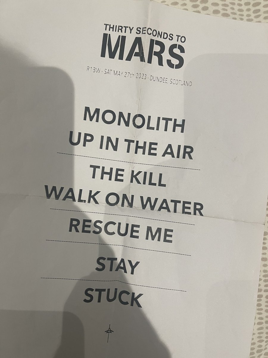 If anyone wants to know the 30 seconds to mars set list for #bigweekend today.. this was yesterdays set list that didn’t go ahead @BigWeekendNews