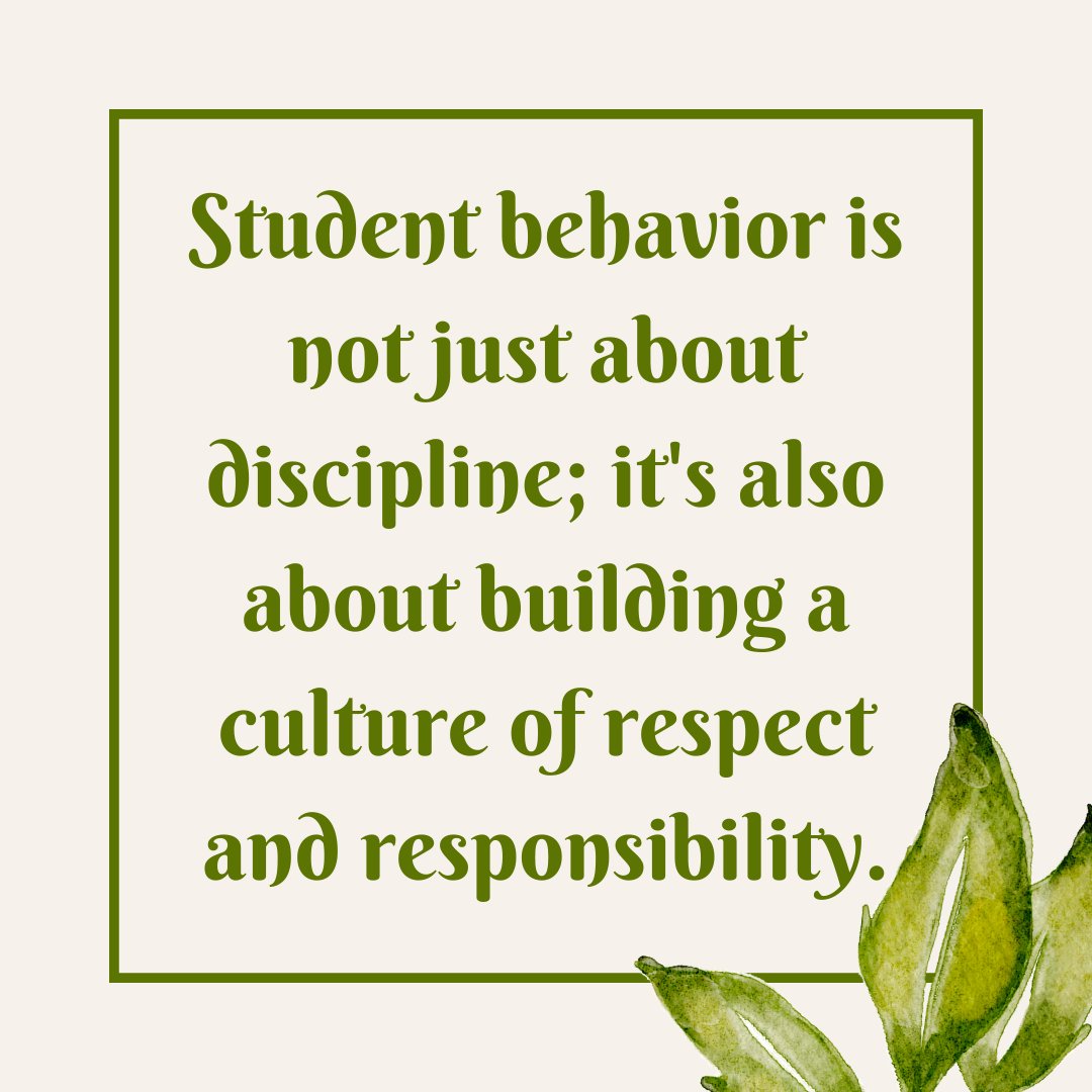 Student behavior is not just about discipline; it's also about building a culture of respect and responsibility. #CultureMatters #BehaviorManagement
