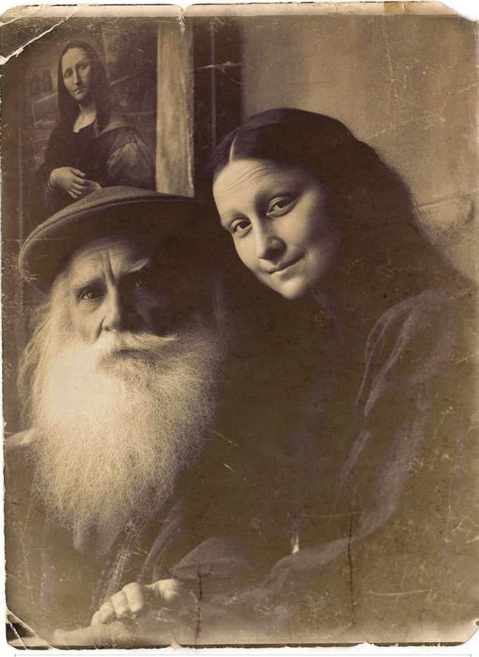 Archieffoto van Leonardo Da Vinci en zijn model gevonden.