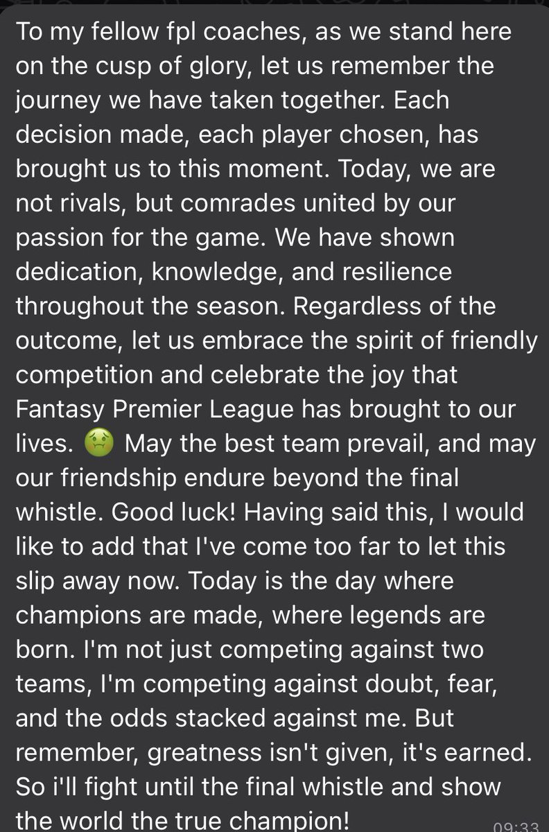 #EGDEL #FPL #TitleDecider #GW38

𝗟𝗔 𝗚𝗥𝗔𝗡𝗗𝗘 𝗙𝗜𝗡𝗔𝗟🏆

An emotional @BossBaBuD had this to say in his pre match press conference 🥲