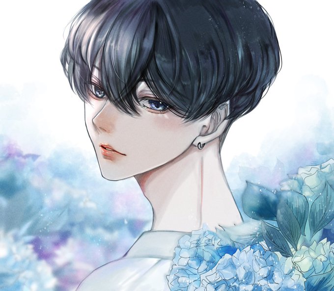 「black hair hydrangea」 illustration images(Latest)｜3pages