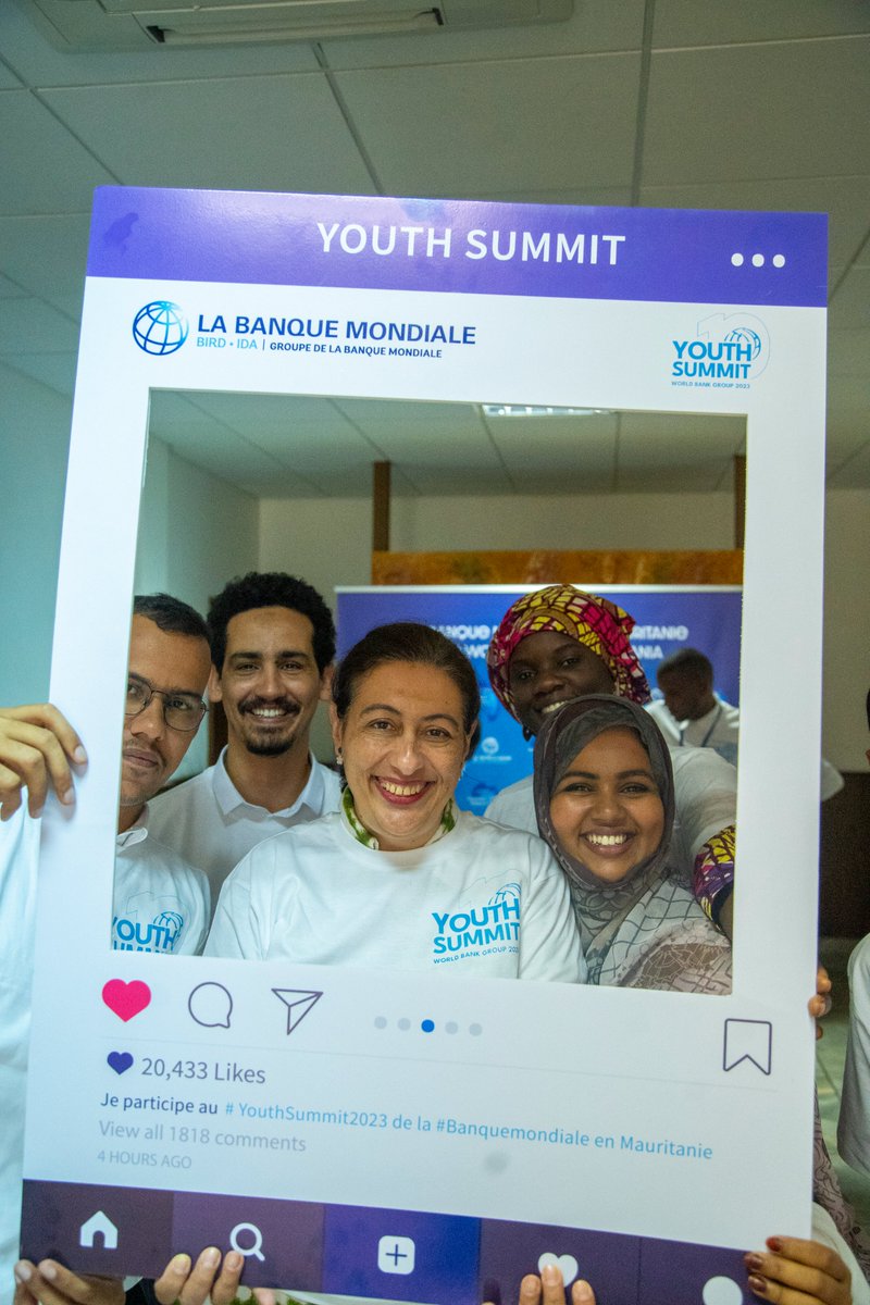 PanascoIsabel's tweet photo. Merci aux jeunes étudiants, entrepreneurs, experts, journalistes d’avoir répondu à notre invitation au Sommet de la Jeunesse de la @banquemondiale. 
La jeunesse, ensemble, pour combattre la pauvreté et construire un avenir meilleur pour tous ! 🌍
#WBGYouthSummit
@BM_Afrique https://t.co/FP6zmgrg1I