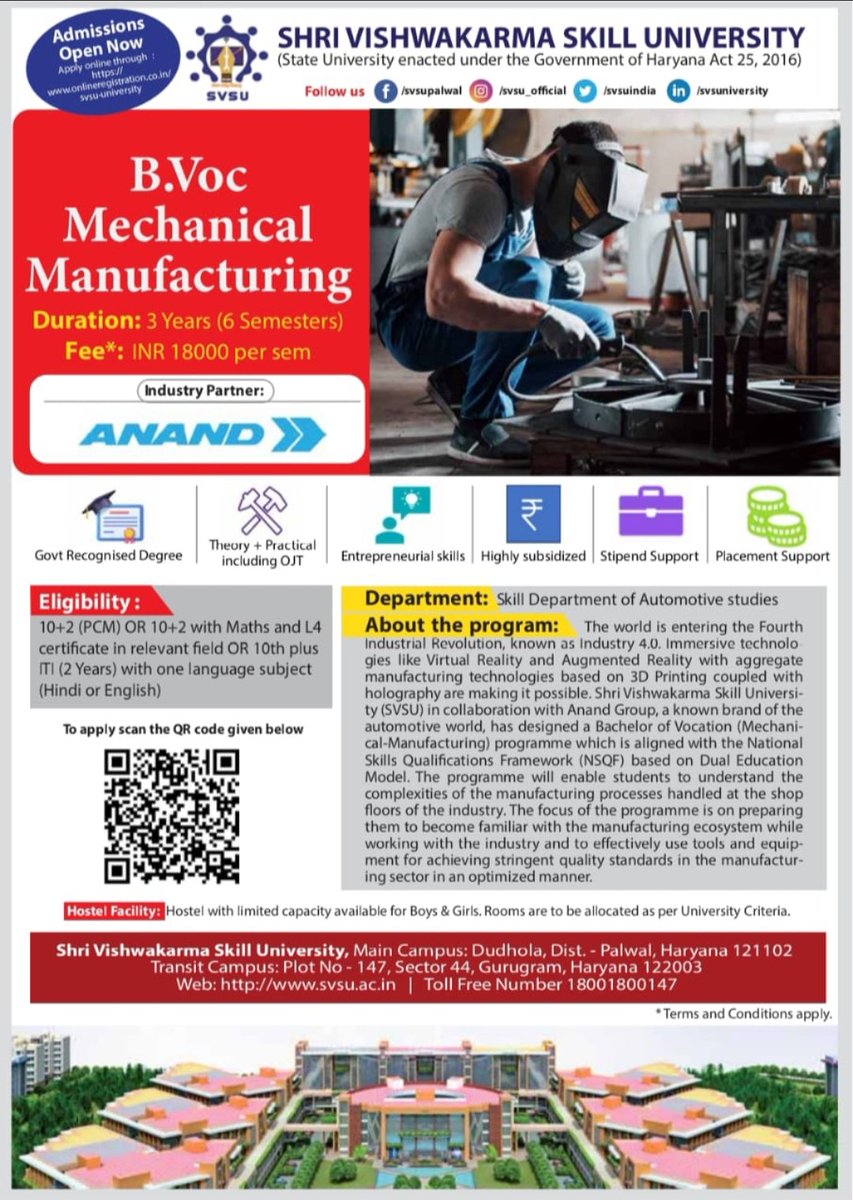 #svsuindia #BVoc #mechanical #manufacturing #Addmission #skills #university #palwal