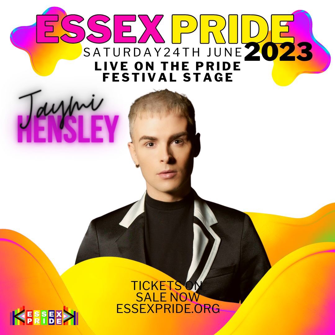 From Union J to theatre leading man, Jaymi Hensley will be performing live at essexpride.org Pride is a celebration of people coming together in love and friendship, to show how far LGBTQ+ rights have come, and how there's still work to be done. @jaymihensley @essexlive