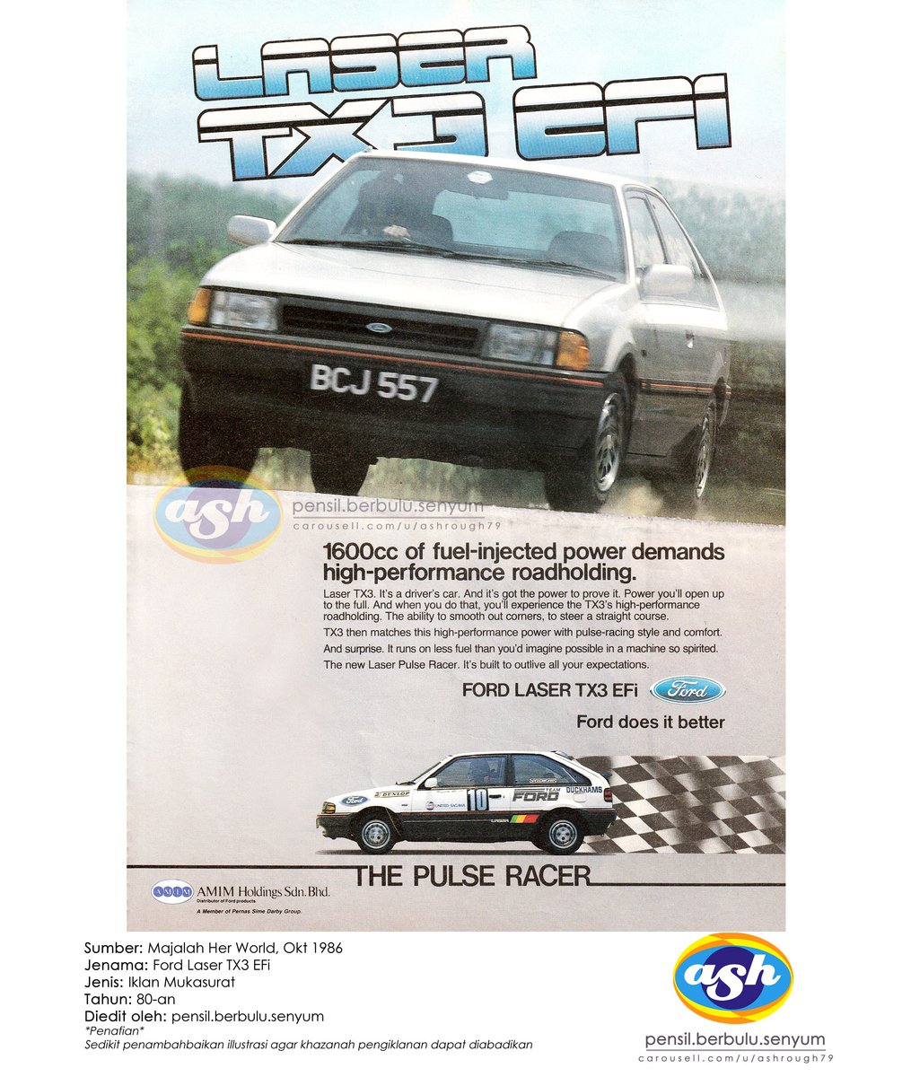 Ford Laser TX3 EFi, 1986
#iklanlama #vintageads #iklan80an #ford #fordmalaysia #fordlaser