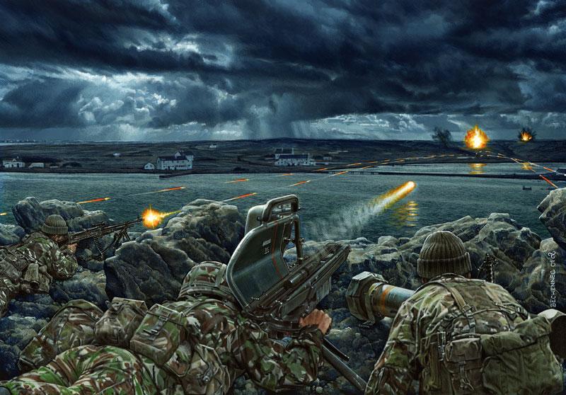 May 28th 1982: As B Coy complete the encirclement of Goose Green, darkness falls. Major Chris Keeble, a devout man, prays for guidance and soon gives Col. Piaggi an option to surrender or face being flattened. They agree a truce until 09.30 tomorrow when they will meet to talk.