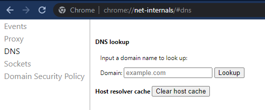 BHT_bet's tweet photo. In Chrome, Enter this page in the URL: "chrome://net-internals/#dns" and click on "Clear Host Cache", then click on "Sockets" on the left" and click "Flush Socket Pools"

This will clear the internal DNS cache of your browser! https://t.co/xa3At9lnpi