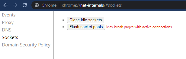 BHT_bet's tweet photo. In Chrome, Enter this page in the URL: "chrome://net-internals/#dns" and click on "Clear Host Cache", then click on "Sockets" on the left" and click "Flush Socket Pools"

This will clear the internal DNS cache of your browser! https://t.co/xa3At9lnpi