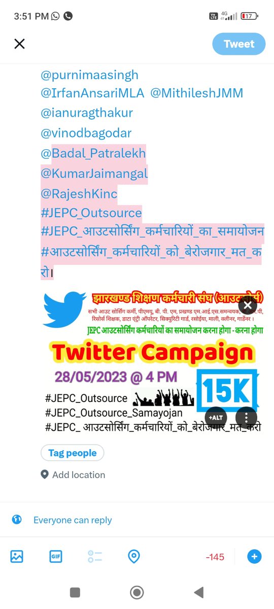 Bhengra2Avinash's tweet photo. @HemantSorenJMM @BannaGupta76 @JobaMane  @BasantSorenMLA @JobaMajhi  @SitaSorenMLA @ChampaiSoren @officeSanjibJMM @AmbaPrasadINC @PradeepYadavMLA @bandhu_tirkey @GagraiDashrath

#JEPC_Outsource
#JEPC_Outsource_Samayojan
#JEPC_आउटसोर्सिंग_कर्मचारियों_को_बेरोजगार_मत_करो https://t.co/DxgiqKSBYH