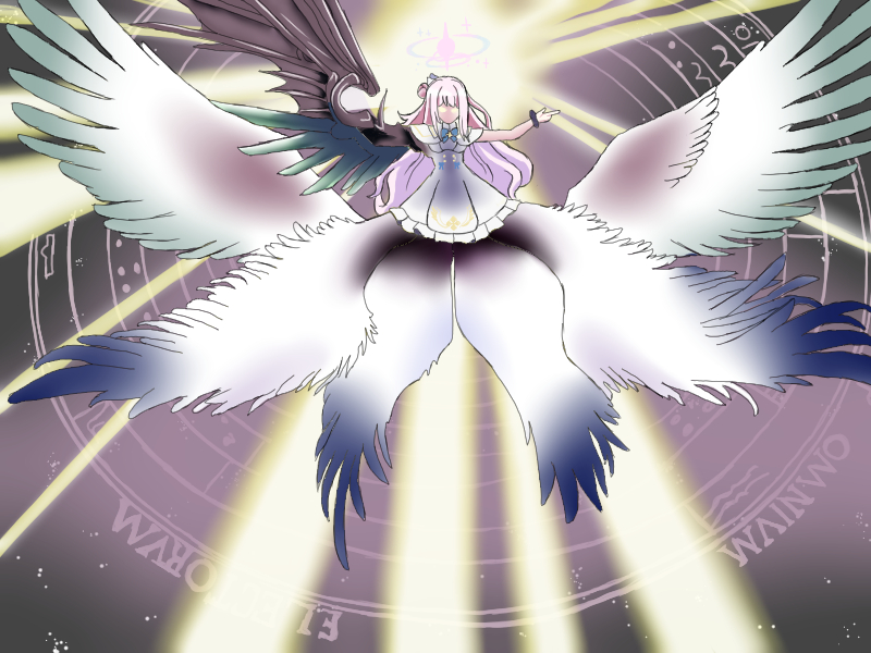 mika (blue archive) 1girl wings halo long hair pink hair solo dress  illustration images